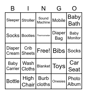 Oh Baby! Bingo Card