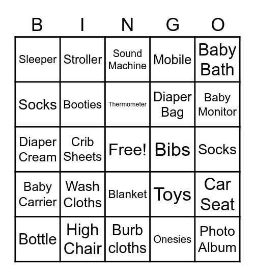 Oh Baby! Bingo Card