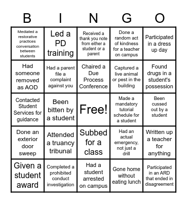 Never Have I Ever...or, Better Yet, Yes, I Have... Bingo Card