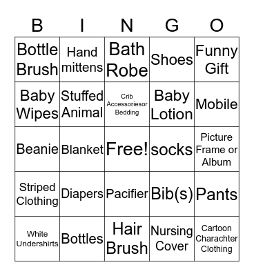 Baby Bingo Card