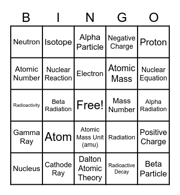 Nya & Diamond Vocab Bingo Card