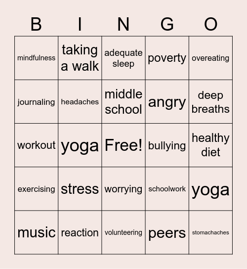 STRESS BINGO Card