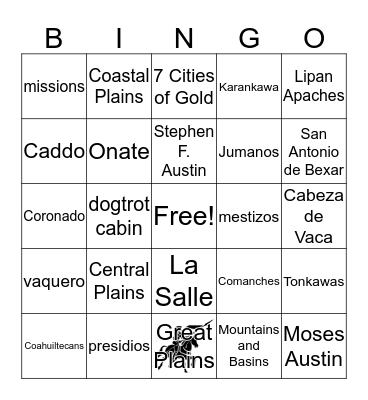 TEXAS Bingo Card