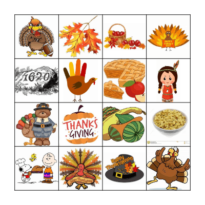Thanksgiving BINGO Card