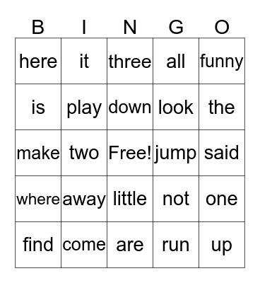 Dolch Words (PP) Bingo Card