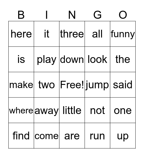 Dolch Words (PP) Bingo Card