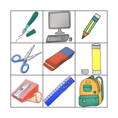 School Things Bingo Card