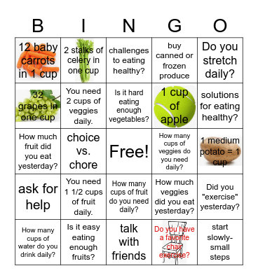 eat smart, live strong Bingo Card
