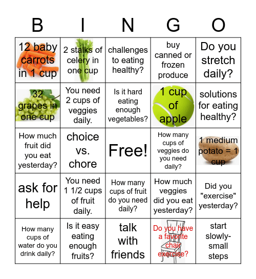 eat smart, live strong Bingo Card