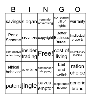 Econ Bingo Card