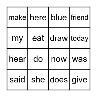 Word Wall Bingo Units 1 & 2 Bingo Card