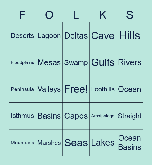 Geography Vocab! Bingo Card