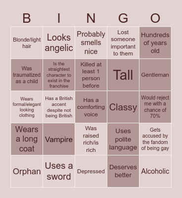 Men I like Bingo Card