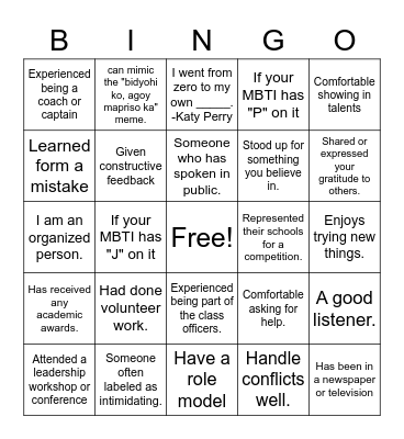 S1 THE LEADERS Bingo Card
