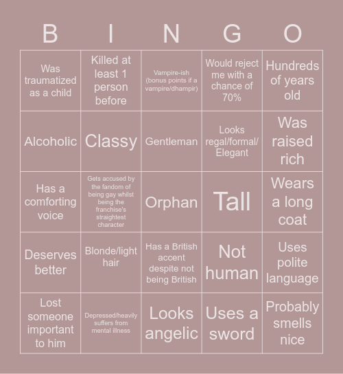 Men I like Bingo Card