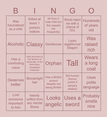Men I like Bingo Card