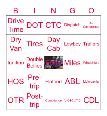 Trucker Bingo Card