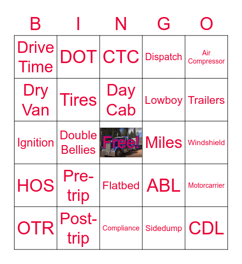 Trucker Bingo Card