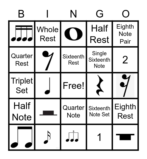 Note Value Bingo! Bingo Card