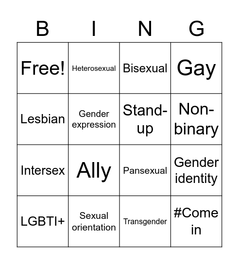 LGBTQ+ LINGO Bingo Card