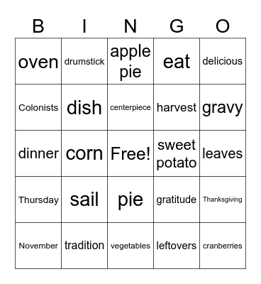 Thanksgiving Bingo Card
