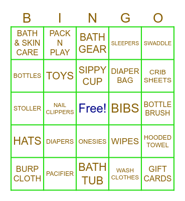 EVERTON BABY SHOWER Bingo Card