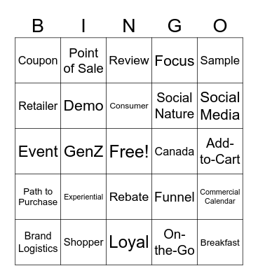 Consumer Marketing Bingo Card