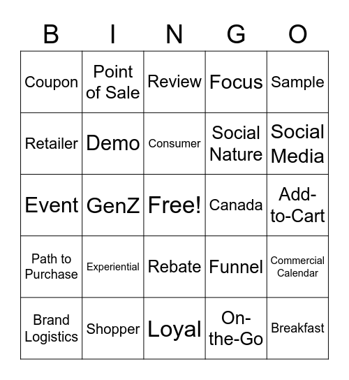 Consumer Marketing Bingo Card