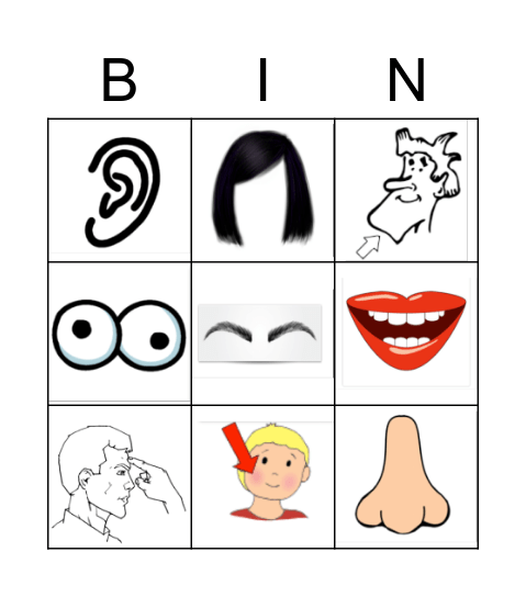 Parts of the Face Bingo Card