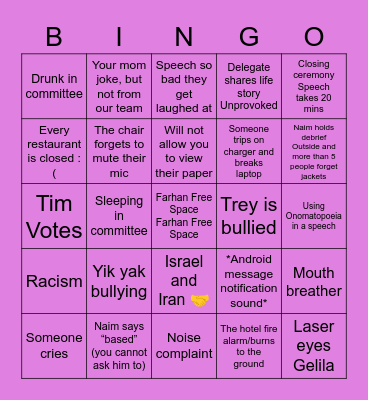 SRMUN 2022 (boogaloo) Bingo Card