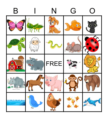 Animales Bingo Card