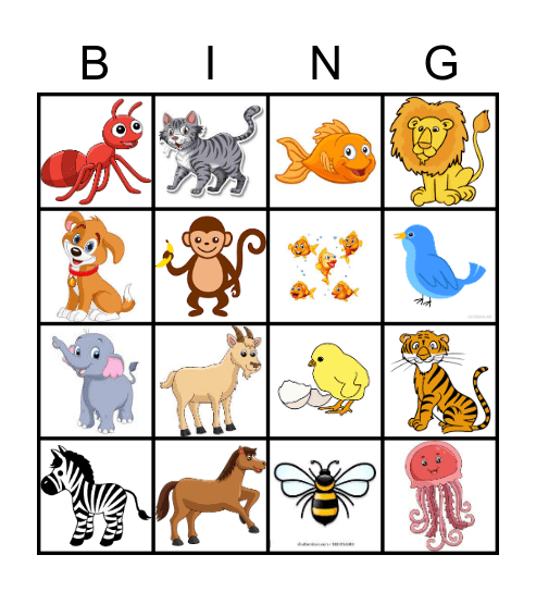 Animales Bingo Card