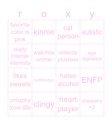 roxy bingo Card