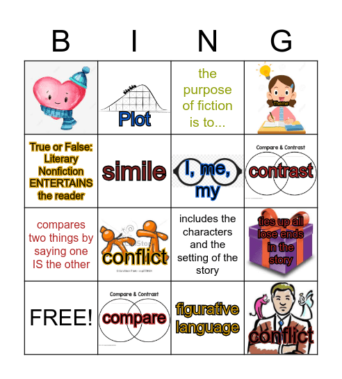 Fall Semester English Terms Bingo Card