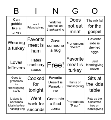 FRIENDSGIVING Bingo Card