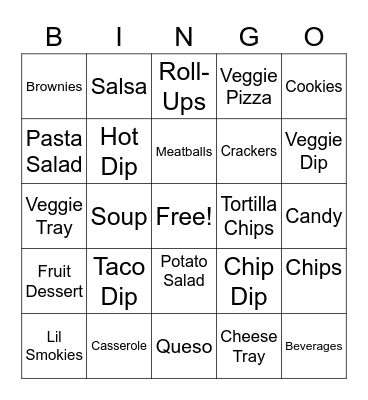 Pot Luck Pre-Christmas Yumms! Bingo Card