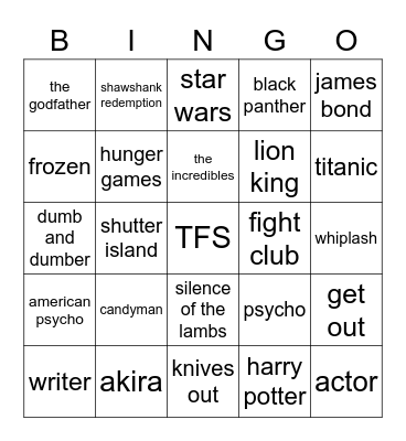 TFS GBM Bingo Card