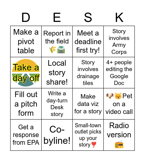 Ag & Water Desk Bingo Card