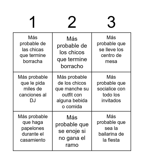 CASAMIENTO DE JOSU Y MELI: Bingo Card