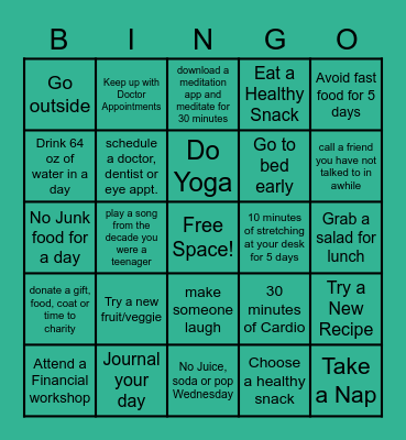 BAY West Health & Wellness BINGO Card
