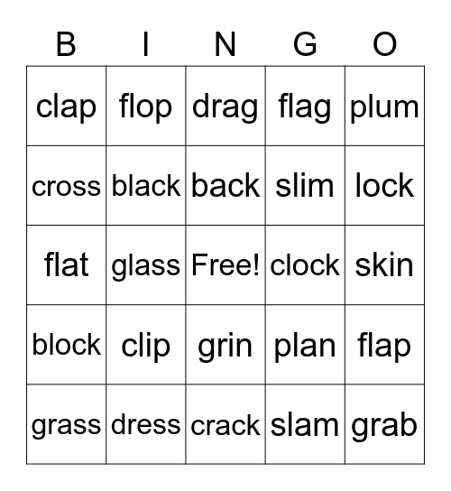 CL, PL, FL, BL, GL, GR, DR, CR BINGO Review! Bingo Card