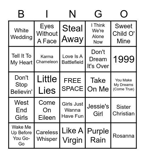 80's Bingo Card