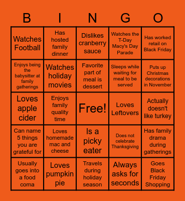 TEAMSGIVING Bingo Card