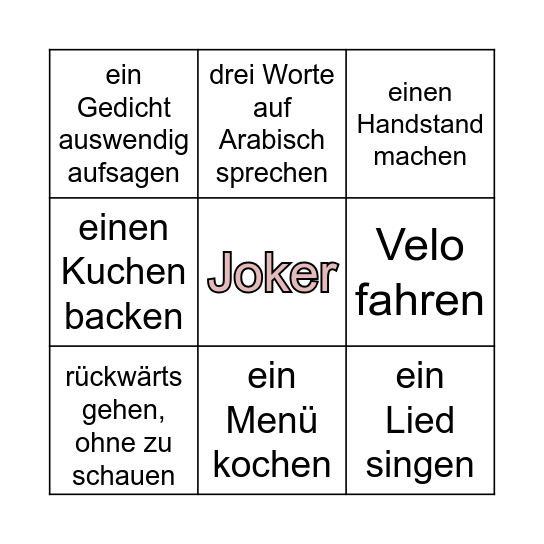 kannst du Bingo Card