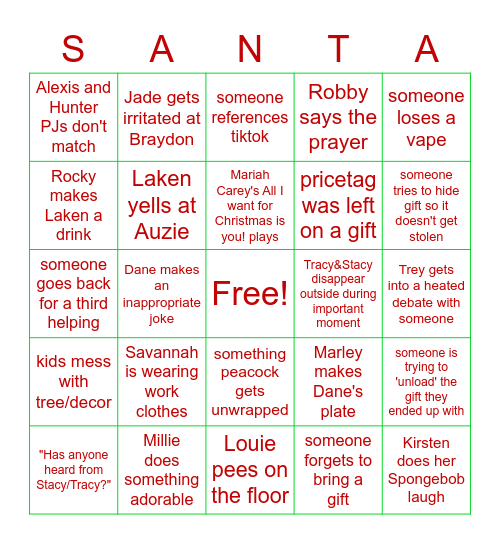 FOSTER / MILLS CHRISTMAS Bingo Card