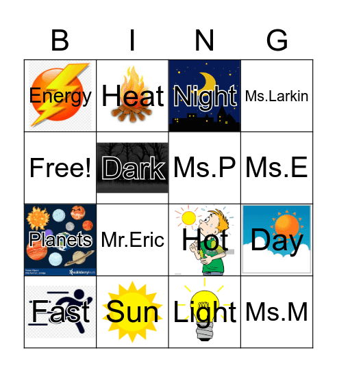 The sun! Bingo Card