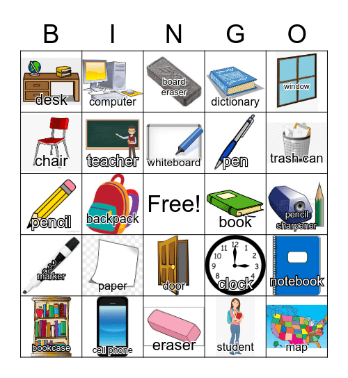 Classroom vocab Bingo 2 Bingo Card