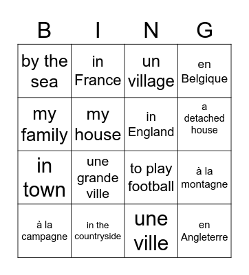 Où habites-tu? Bingo Card