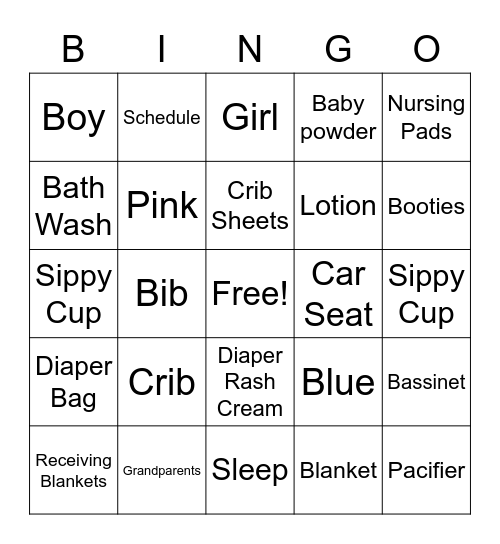 Holly's Surprise Virtual Baby Shower Bingo Card