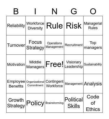 Business Management Bingo Card